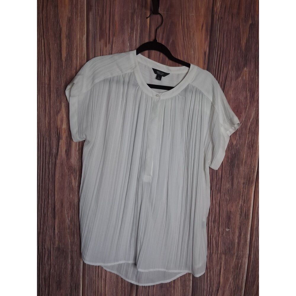 simply vera white short sleeve blouse pleated size xl